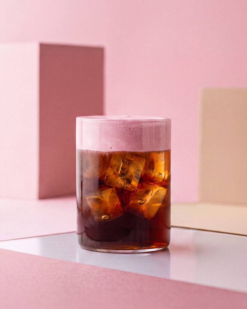 Pink Cold Foam Iced Coffee, Orsadrinks Strawberry&Cream Blend