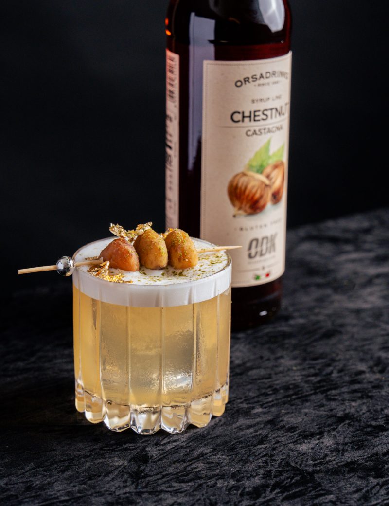 CHESTNUT SOUR, ODK Lime Juice 100% NFC, ODK Chestnut Syrup, Stillabunt Oak Smoke bitters