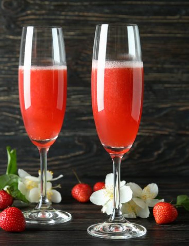 Concept,Of,Delicious,Drink,With,Rossini,Cocktail,On,Rustic,Wooden Concept,Of,Delicious,Drink,With,Rossini,Cocktail,On,Rustic,Wooden